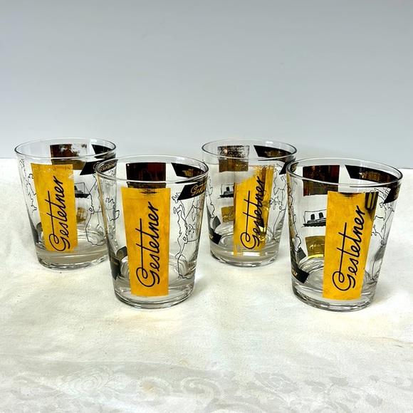- Mid Century Modern “Gestetner Company “ promotional set of 4 rock glasses - Picture 1 of 16